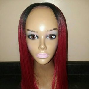 Red black lace front wig